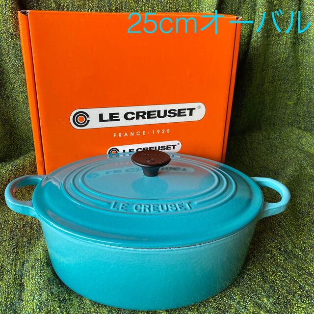 LE CREUSET(ルクルーゼ)のル・クルーゼ 25cm オーバル カリビアンブルー インテリア/住まい/日用品のキッチン/食器(鍋/フライパン)の商品写真