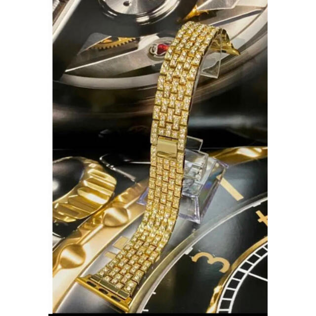 アップルウォッチカスタムベゼルダイヤカバーベルトセット　最新グレードモデル メンズの時計(金属ベルト)の商品写真