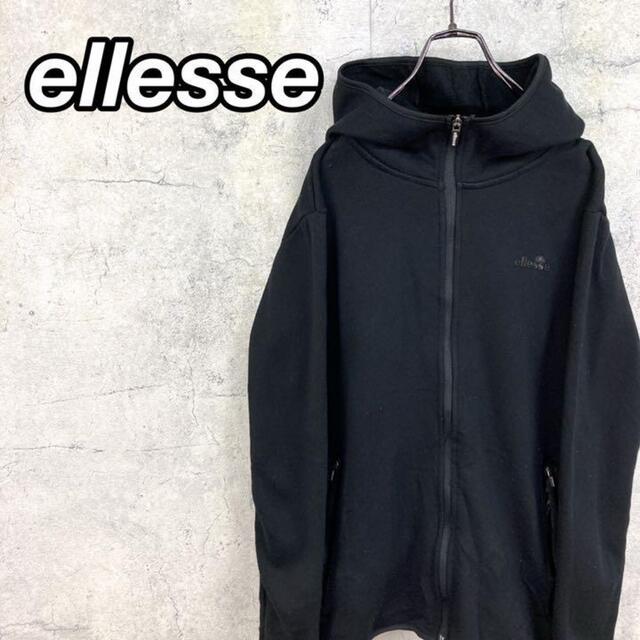 ellesse(エレッセ)の希少 90s エレッセ フルジップパーカー プリント ブラック 美品 メンズのトップス(パーカー)の商品写真