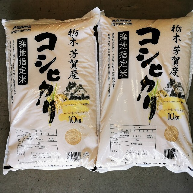 栃木産　コシヒカリ　10kgx2袋　20kg食品/飲料/酒