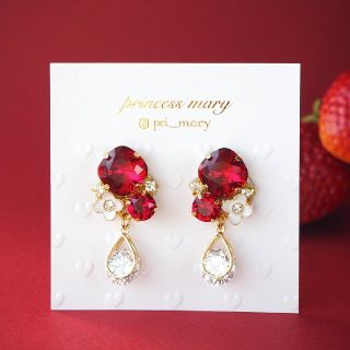 残り1点❤️雫ジルコニア》スカーレット&ルビー♡﻿flower bijouピアス(ピアス)