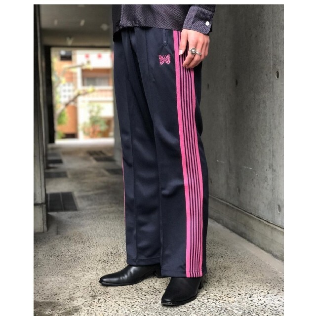 新品needles narrow track pants ネイビー ピンク XS