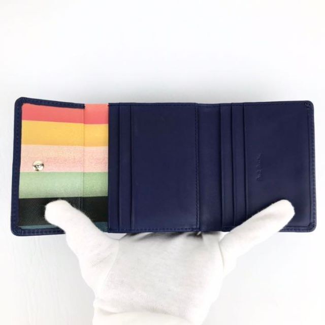 ファッション小物B品 Paul Smith ポールスミス 折り財布 ネイビー 紺色 ストライプ