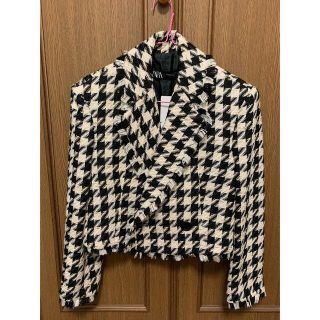 ザラ(ZARA)のzara 千鳥柄ツイードジャケット　新品未使用タグ付き(テーラードジャケット)