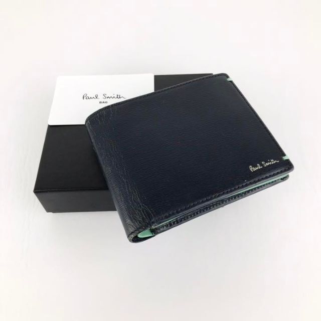 B品 Paul Smith ポールスミス 折り財布 ブラック グリーン折り財布