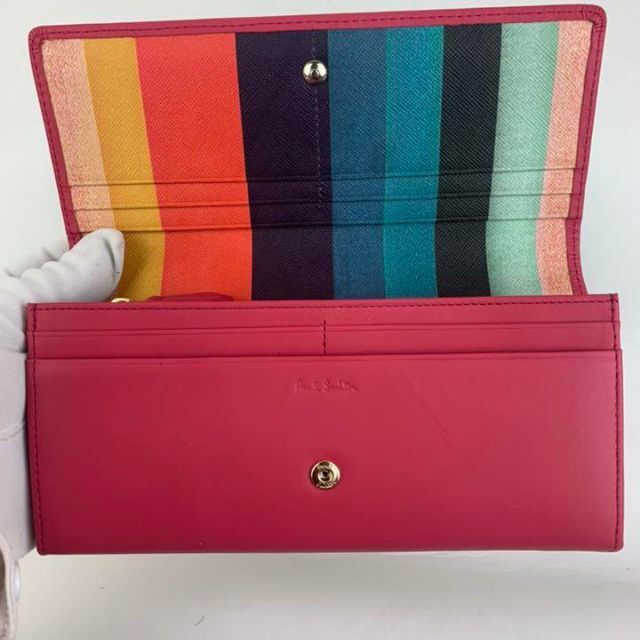 【新品】ポールスミス　Paul Smith マルチストライプ　かぶせ長財布新品未使用特徴