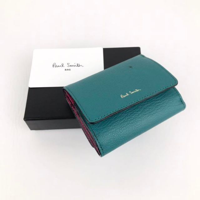 B品 Paul Smith ポールスミス レザー折り財布 バイカラー グリーン