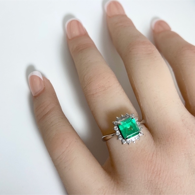 5-05】エメラルド&ダイヤ リング(1.00ct/0.32ct/Pt900)の通販 by