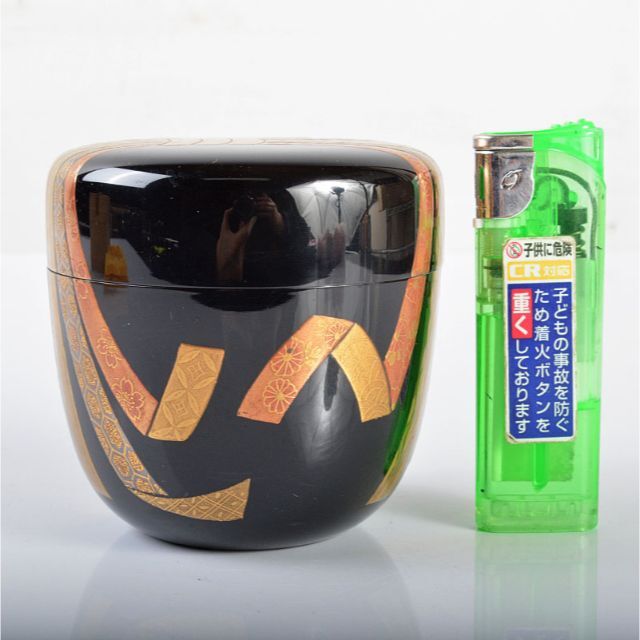 茶道具 山中塗 塗師 辻石斎造 束熨斗蒔絵 棗 共箱 D R4238 茶道具 山中塗 塗師 辻石斎造 束熨斗蒔絵 棗 共箱 D R4238