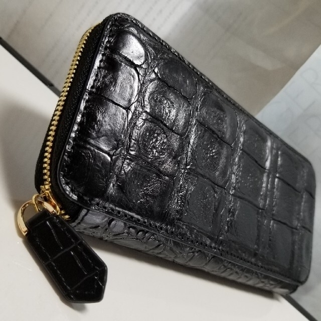 店舗販売 特注品の極上ワニ革×ヘビ革☆カイマンクロコダイル長財布 長