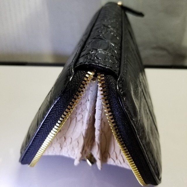 店舗販売 特注品の極上ワニ革×ヘビ革☆カイマンクロコダイル長財布 長
