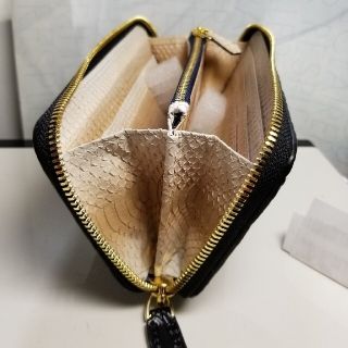 店舗販売 特注品の極上ワニ革×ヘビ革☆カイマンクロコダイル長財布 長
