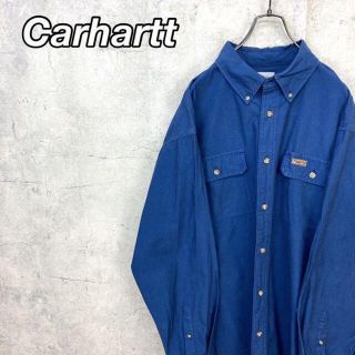 カーハート(carhartt)の希少 90s カーハート BDシャツ レザータグ ビッグシルエット 美品(シャツ)