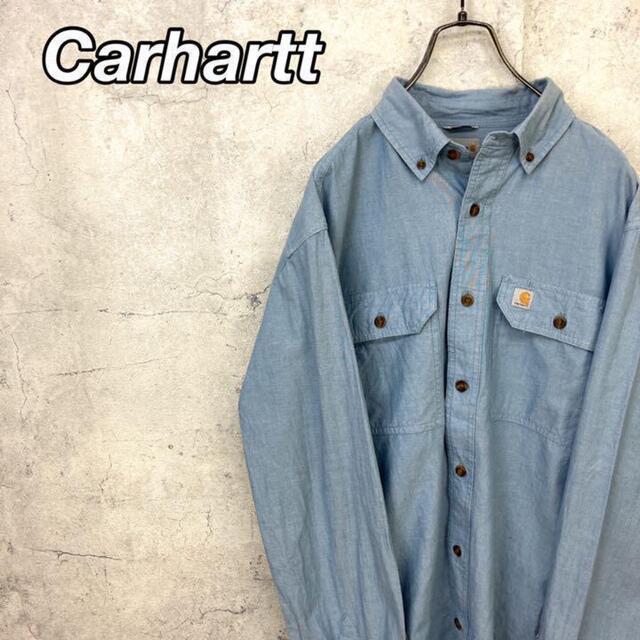 carhartt(カーハート)の希少 90s カーハート シャンブレーシャツ タグロゴ 美品 メンズのトップス(シャツ)の商品写真