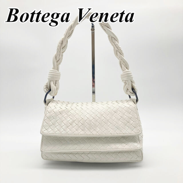 人気ブラドン Bottega Veneta レザー ホワイト イントレチャート ハンドバッグ Veneta Bottega - ショルダーバッグ