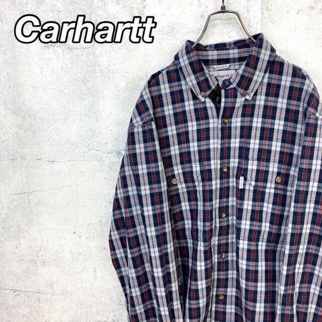 carhartt(カーハート)の希少 90s カーハート チェックシャツ ビッグシルエット タグロゴ 美品 メンズのトップス(シャツ)の商品写真