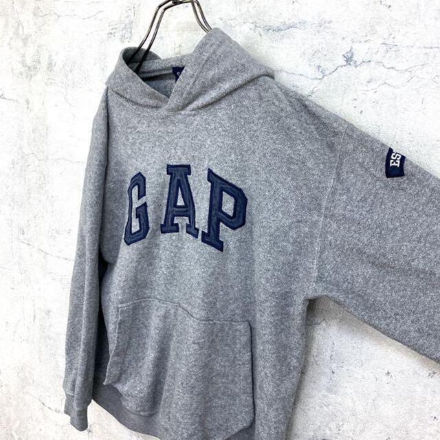 GAP(ギャップ)の希少 90s ギャップ フリースパーカー ビッグ刺繍 グレー レディースのトップス(パーカー)の商品写真