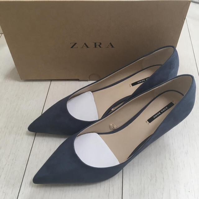 ZARA(ザラ)のZARA スゥエード調 パンプス 39 ブルー レディースの靴/シューズ(ハイヒール/パンプス)の商品写真