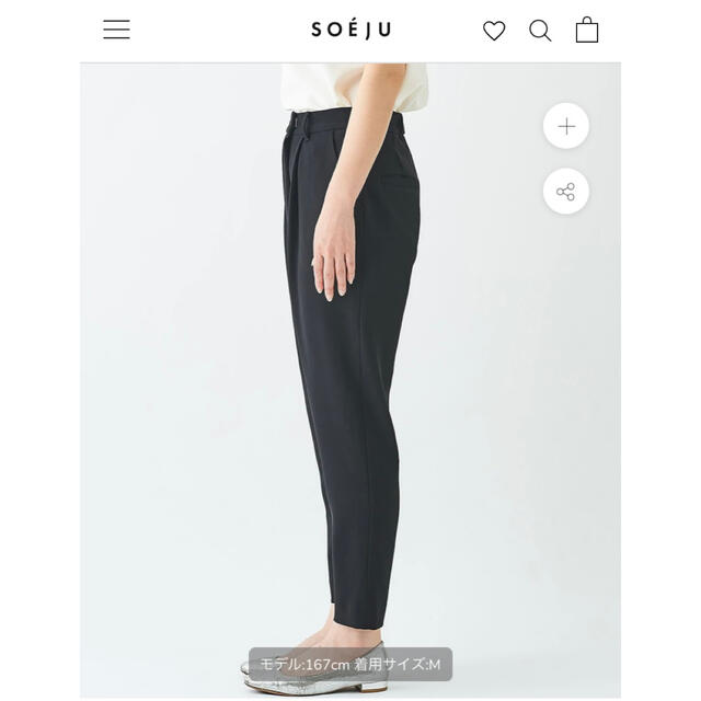 SOÉJU（ソージュ）タックパンツ　黒　Lサイズ レディースのパンツ(その他)の商品写真