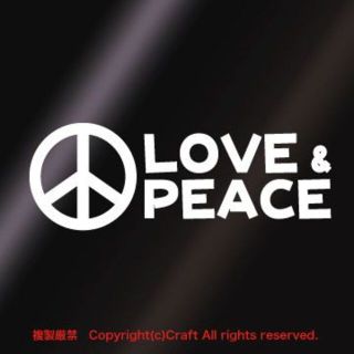 LOVE & PEACE ラブ＆ピース ステッカー（白）屋外耐候素材(ステッカー)