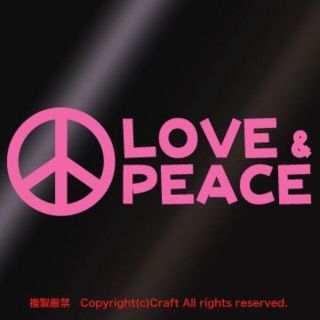 LOVE & PEACE ラブ＆ピース ステッカー（ライトピンク）屋外耐候素材(車外アクセサリ)