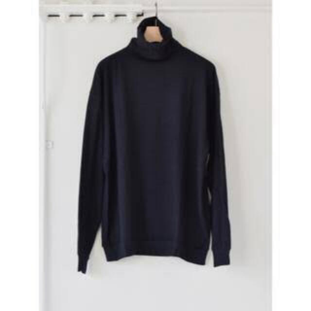 COMOLIウール天竺長袖タートルネック size3 NAVY