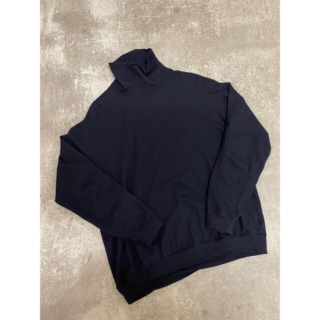 COMOLIウール天竺長袖タートルネック size3 NAVY 1