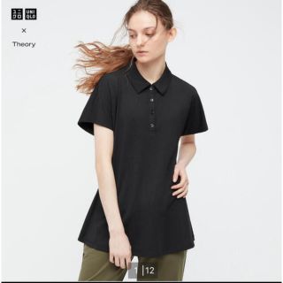 ユニクロ(UNIQLO)の新品　UNIQLO×theory   エアリズムAラインポロシャツ　ブラック　M(ポロシャツ)