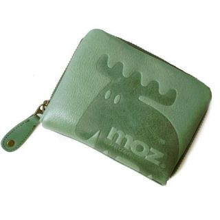 新品 送料無料 moz(モズ) エルク型押し 2つ折り財布 グリーン(財布)