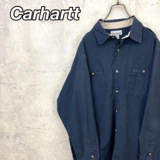 カーハート(carhartt)の希少 90s カーハート BDシャツ ビッグシルエット 刺繍ロゴ 美品(シャツ)