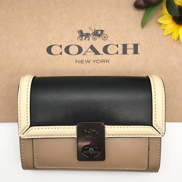 COACH 財布 大人気！ ハットン ウォレット カラーブロック ブラック 新品