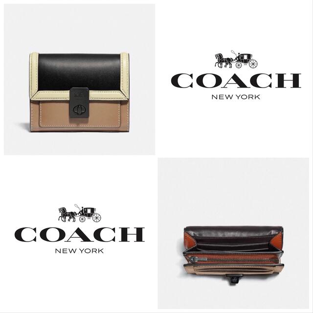 COACH 財布 大人気！ ハットン ウォレット カラーブロック ブラック 新品