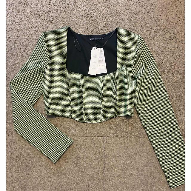 ZARA - 新品タグ付き ZARA ザラ 千鳥柄 トップス チェック ZARA - 新品タグ付き ZARA ザラ 千鳥柄 トップス チェック