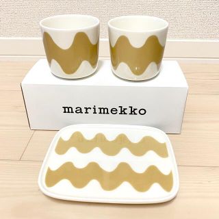 マリメッコ(marimekko)のマリメッコ　ロッキ　ベージュ　ラテマグ　プレート(食器)