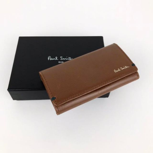 Paul Smith(ポールスミス)のB品 Paul Smith ポールスミス 4連キーケース バイカラー　レザー　茶 メンズのファッション小物(キーケース)の商品写真