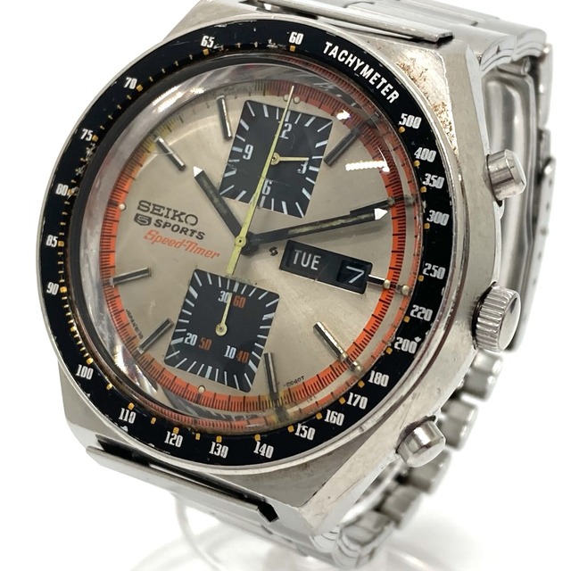 Isolere Uluru Stræbe 売れ筋日本 セイコー SEIKO スピードタイマー 6138-0030 5スポーツ クロノグラフ 自動巻き デイデイト 腕時計 SS シルバ  腕時計(アナログ) rhythmtrick.com