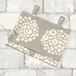 ハンドメイド 移動ポケット ティッシュケース グレー ポップコーン犬(外出用品)