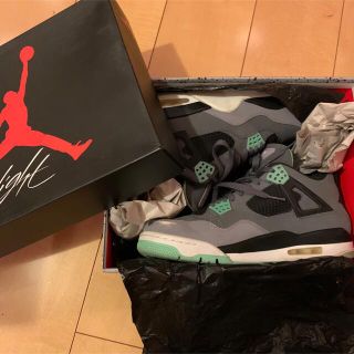 ナイキ(NIKE)のAIR JORDAN 4 RETRO darkgrey greenglow(スニーカー)