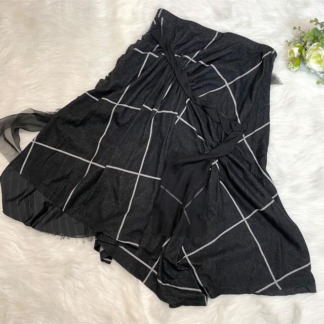 ISSEY MIYAKE(イッセイミヤケ)のISSEYMIYAKE カシミア混 変形 グランジ ドレープ　スカート チェック レディースのスカート(ロングスカート)の商品写真