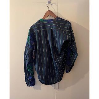 sacai グリーン×ネイビー 花柄レース クレイジーブラウス