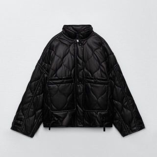 ザラ(ZARA)のZARA フェイクレザー パフジャケット　(ダウンジャケット)