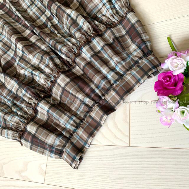 M'S GRACY(エムズグレイシー)の2021 洗える フリル＆大人チェック ゴム仕様 ブルー×ブラウン˚✧₊⁎⁎⁺ レディースのスカート(ロングスカート)の商品写真