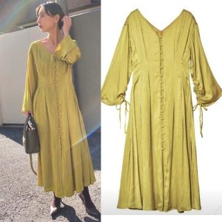 アメリヴィンテージ(Ameri VINTAGE)のAmeri【タグ付未使用品】光沢✨タックシェイプ　ドレス　ワンピ(ロングワンピース/マキシワンピース)