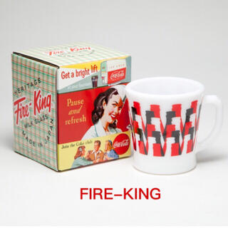 ファイヤーキング(Fire-King)のファイヤーキング Fire-King Dハンドルマグ コカコーラデザイン (グラス/カップ)