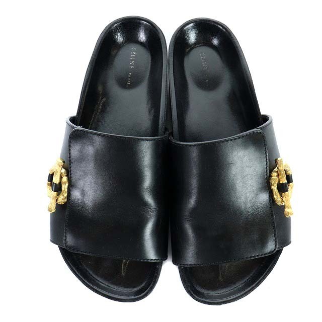 セリーヌ ボクシーサンダル ヘップサンダル レザー 厚底 37 24cm