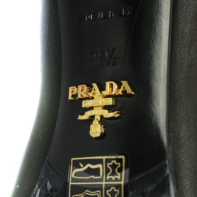 PRADA(プラダ)のプラダ ロングブーツ シューズ レザー ステッチ 38.5 25.5cm 黒 レディースの靴/シューズ(ブーツ)の商品写真