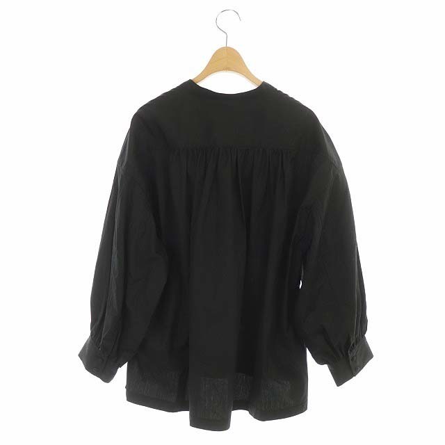シンメ ボリュームシャツ ブラウス チュニック丈 バンドカラー 長袖 F 黒 1