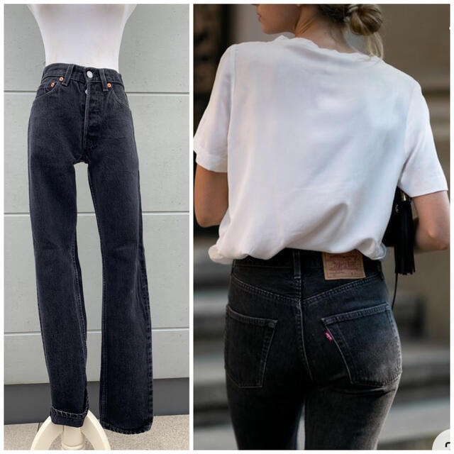 Levi's(リーバイス)のLevi's 501 USA製 W26 ハイウエストデニム ブラックデニム レディースのパンツ(デニム/ジーンズ)の商品写真