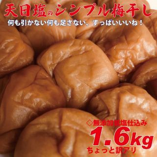 天日塩のシンプル梅干 無添加白加賀梅干1.6㎏3Ｌ（17ｇ以上）ちょっと訳アリ(漬物)