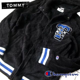 トミー(TOMMY)の美品 XL チャンピオン×TOMMYコラボ メンズ ボアジャケット ブラック(ブルゾン)